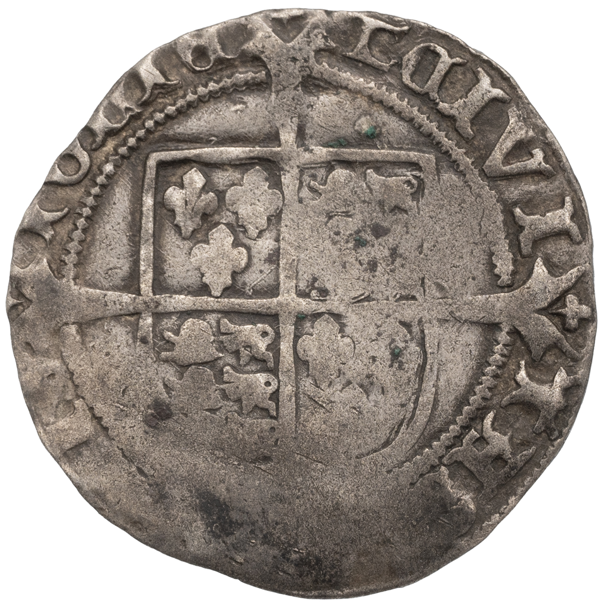 1547-1551 King Edward VI posthumous Henry VIII issue, Bristol, TC mintmark (S 2407). Obverse: bea... - Image 2 of 2