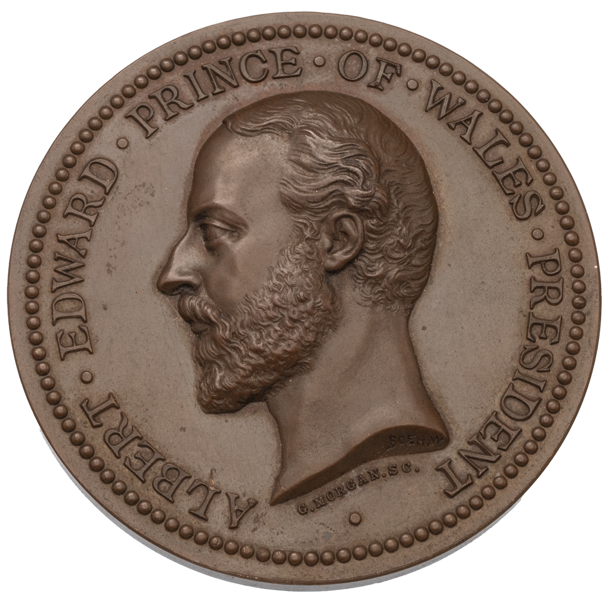 1874 London International Exhibition bronze medal in contemporary box (Eimer 1633, BHM 2992). Obv... - Image 2 of 4