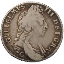 1697 King William III silver Shilling struck at the temporary mint at Chester (S 3499). Obverse: ...
