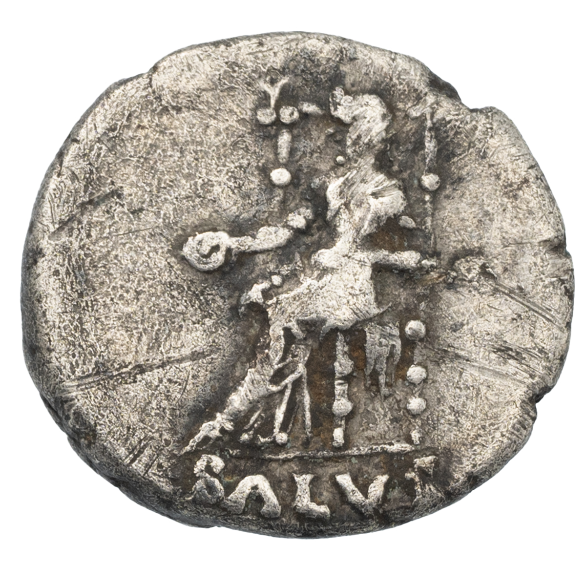 54-68 AD Nero silver AR Denarius, mint of Rome (RIC 67). Obverse: right facing laureate bust with... - Image 2 of 2