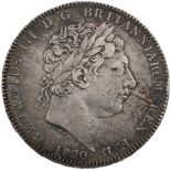 1820 King George III silver Crown with 'LX' regnal edge (Bull 2016, ESC 219, S 3787). Obverse: la...