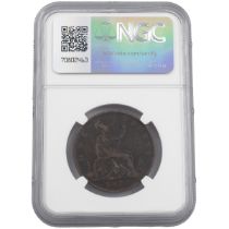 1882 scarce 'no H' variety Queen Victoria bronze 'Bun Head' Penny, London mint, NGC graded. Obver...