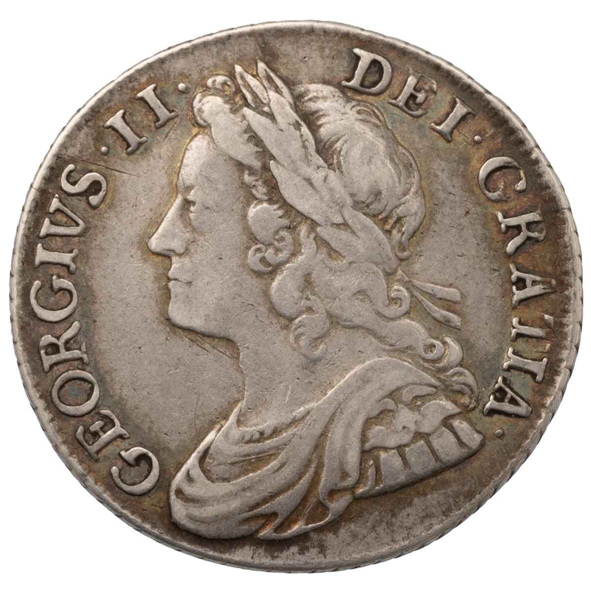 1741 King George II silver Shilling with roses in the angles on the reverse (S 3701). Obverse: yo...