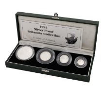 1998 four-coin silver-proof Britannia set from The Royal Mint in the original box of issue. Inclu...