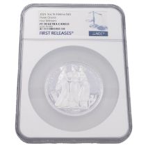 2021 Three Graces St Helena issue 5oz £5 silver proof coin graded PF 70 Ultra Cameo First Release...