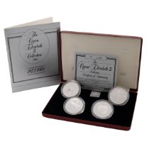 1972-1981 Queen Elizabeth II silver proof Crown coin collection in Royal Mint presentation box. I...