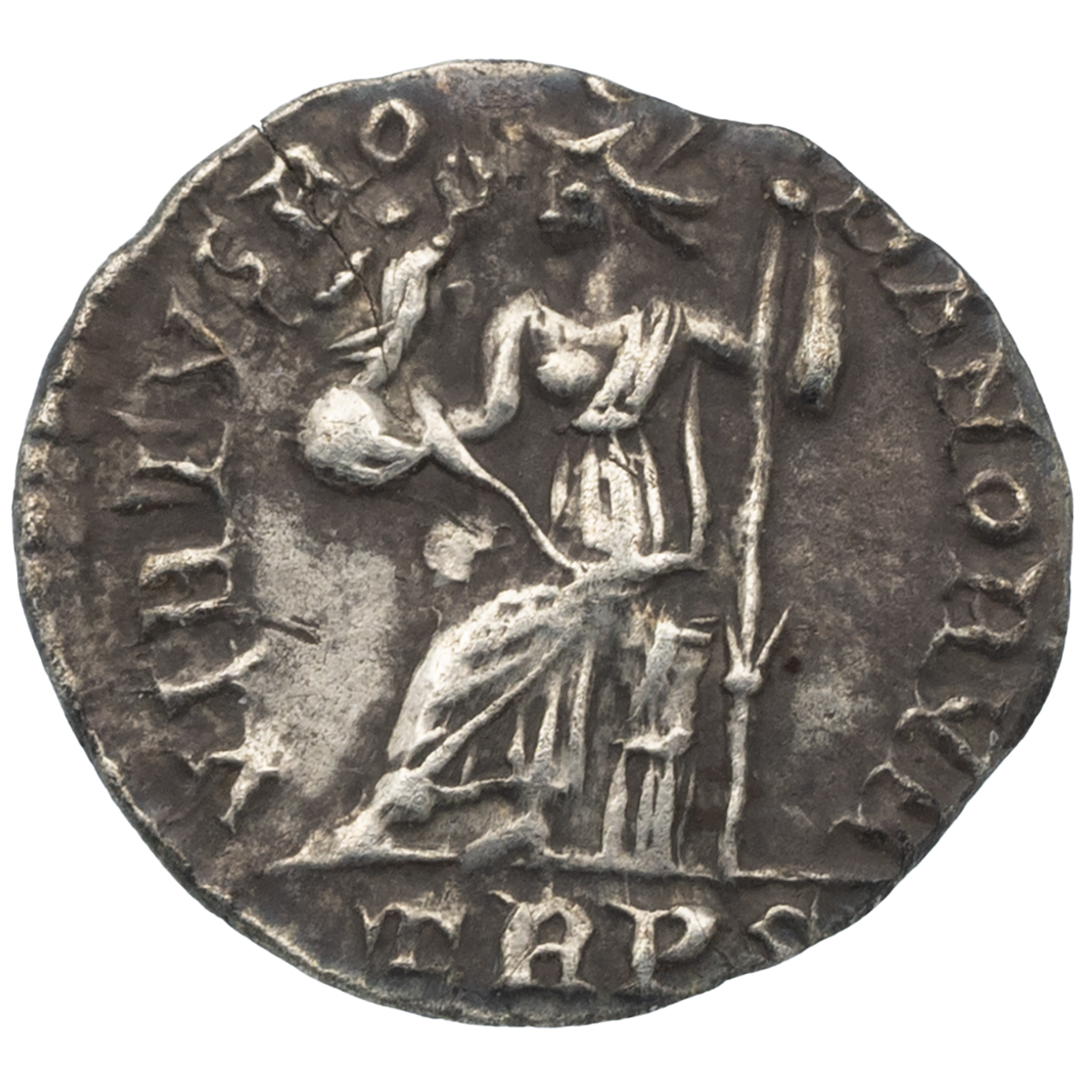 383-408 AD Arcadius silver AR Siliqua, mint of Trier (Sear 20761). Obverse, pearl-diademed draped... - Image 2 of 2