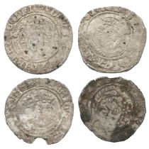 Four (4) 1544-1547 King Henry VIII third coinage debased silver Halfgroats in good grade for the ...