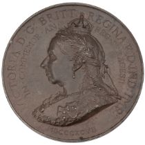 1897 Queen Victoria Diamond Jubilee Army and Navy bronze medal by Spink (BHM  3514). Obverse: lau...