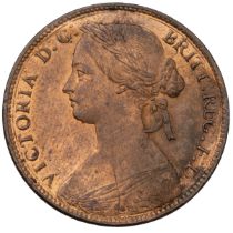 1860 Queen Victoria 'Bun Head' bronze Penny, dies 3+D, first year of issue (S 3954). Obverse: typ...