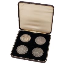 1887-1890-dated Double Florin specimen four-coin Queen Victoria Jubilee Head set in fitted case. ...