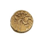 50 BC Gallo-Belgic series E Gallic War uniface Ambiani gold AV Stater (ABC 16, S 11). Obverse: si...