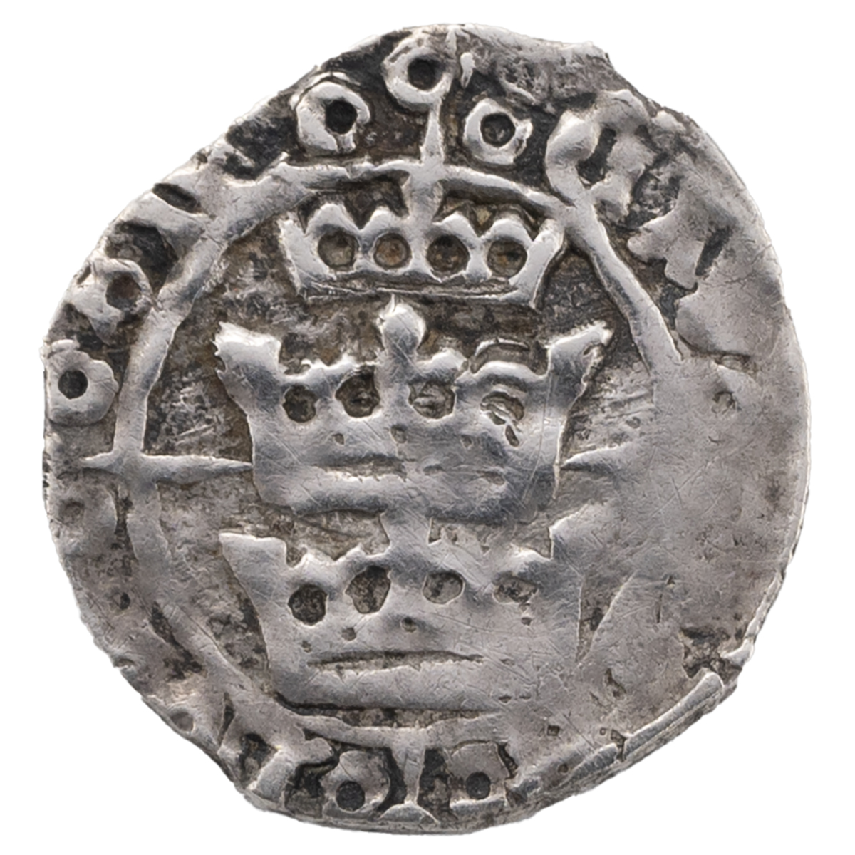 1488-c1490 Irish Henry VII Three Crowns issue hammered silver Dublin Half Groat (S 6444). Obverse... - Image 2 of 2