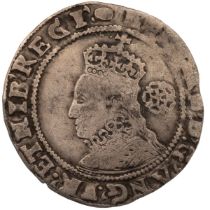 1592 Queen Elizabeth I, sixth issue silver Sixpence with tun mintmark (S 2578B). Obverse: bust 6c...
