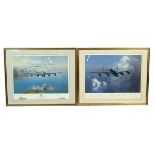 Two (2) Avro Lancaster Bomber art prints by Frank Wootton, both signed limited editions showing S...
