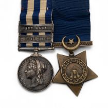 Medals (2) of Private J. Sitton of the Essex Regiment. Egypt Medal 1882-1889, and Khedive Star 18...