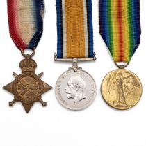 Medals (3) of 2325 (275362) Private George Henry Wagstaffe of the Essex Regiment. 1914-1915 Star,...