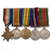 Medals (5) of 19398 (611256) Private Edwin Walter Westlake of the South Wales Borderers. 1914-191...