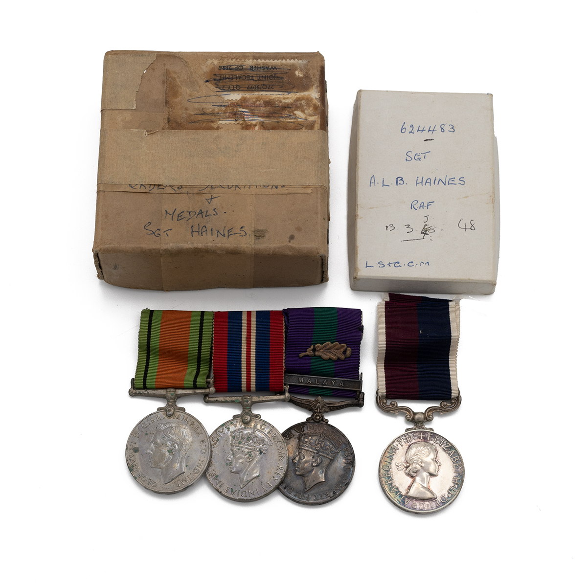 Medals (4) of 624483 Sergeant Arthur Llewellyn Bullin Haines R.A.F. Defence Medal 1939-1945, War ...