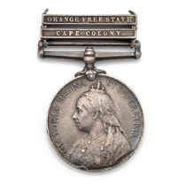 Queen's South Africa Medal with clasps 'Orange Free State', 'Cape Colony' of 64547 Gunner G. Stum...