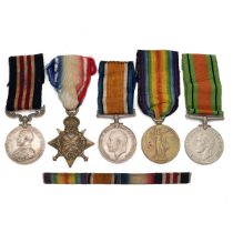 Medals (5) of 24486 Gunner William Powis M.M. R.F.A. Military Medal GV, 1914-1915 Star, British W...