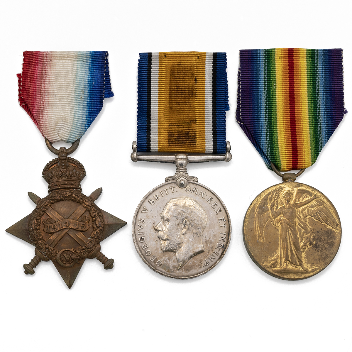 Medals (3) of 2380 (240585) Private William Arthur Wait of the Cheshire Regiment. 1914-1915 Star,...