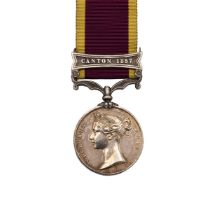 Second China War Medal with clasp 'Canton 1857', unnamed as issued.