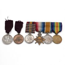 Medals (6) of 7560 (17028) Serjeant David Llewellyn Lilley of the Welsh Regiment. Queen's South A...