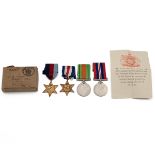 Medals (4) of A. Morris of Combined Operations. Sold with Army Council printed slip and box. 1939...