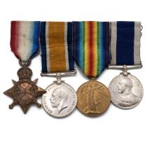 Medals (4) of 279979 Petty Officer Stoker George Abraham R.N. 1914-1915 Star, British War Medal 1...