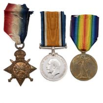 Medals (3) of 17917 (60927) Private Ernest William Kunkel of the Essex Regiment. 1914-1915 Star, ...