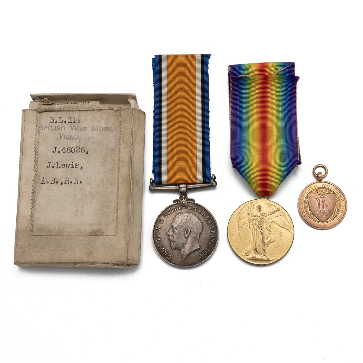 Medals (2) of J.46026 Able Seaman Jonah Lewis R.N. British War Medal 1914-1920, and Allied Victor... - Image 2 of 2