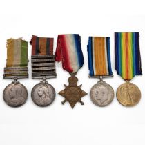 Medals (5) of 2605 (42644) Sapper Robert John Lumkin R.E. King's South Africa Medal with 'South A...