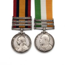 Medals (2) of 6007 Private J. Kavanagh of the South Wales Borderers. Queen's South Africa Medal w...