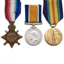 Medals (3) of 17419 (31127) Private William Danzie Perry of the Essex Regiment. 1914-1915 Star, B...