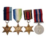 Medals (4) of H.J. Cole R.A. Sold with Army Council printed slip and boxes. 1939-1945 Star, Atlan...