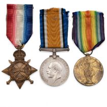Medals (3) of 12146 Private Ernest Clayton of the Cheshire Regiment. 1914-1915 Star, British War ...