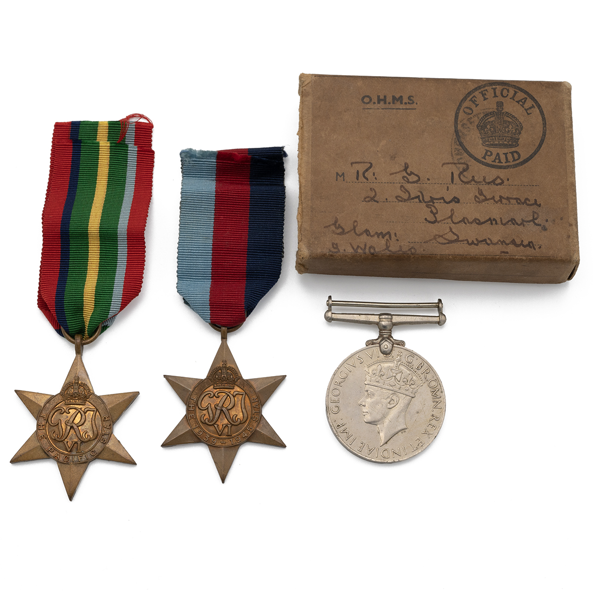 Medals (3) of KX.102323 R.G. Rees R.N. 1939-1945 Star, Pacific Star, War and Medal 1939-1945, the... - Image 2 of 2