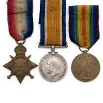 Medals (3) of 13317 Private George Wilkinson of the South Wales Borderers. 1914-1915 Star, Britis...