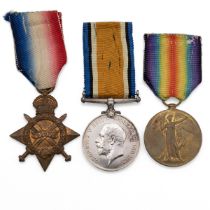 Medals (3) of 21257 Private Benjamin Utting of the 11th Battalion, Essex Regiment. 1914-1915 Star...