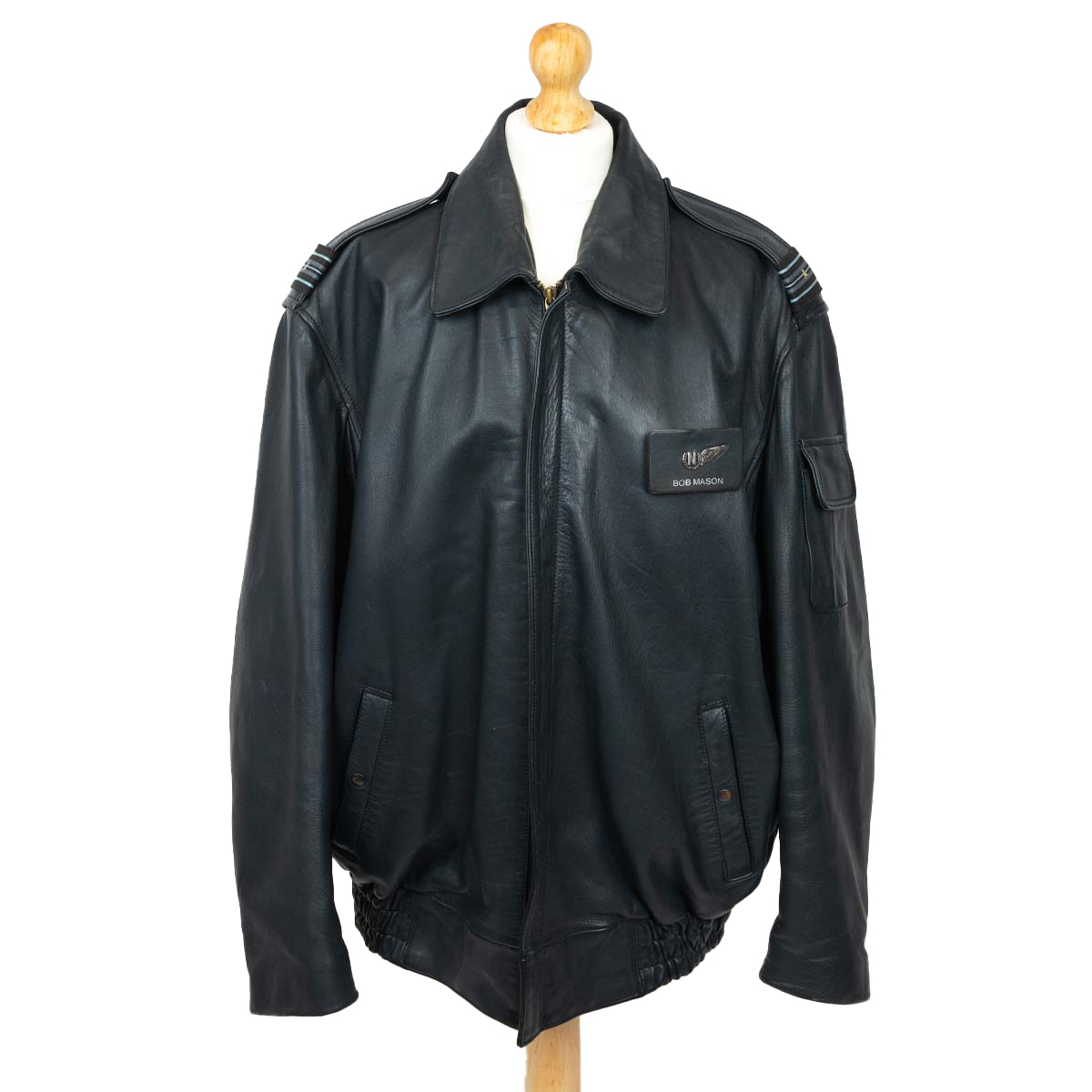 Vintage Pop's Leather flying jacket, RAF specification with navigator name stage that reads 'Bob ... - Image 6 of 6