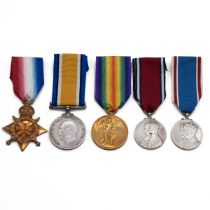 Medals (5) of 15864 Serjeant Clarence Pattison of the Coldstream Guards. 1914-1915 Star, British ...