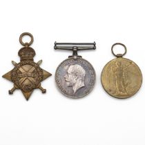 Medals (3) of 16370 Private Richard Greening of the Devonshire Regiment. 1914-1915 Star, British ...