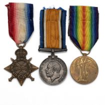 Medals (3) Of 14455 Private Charles Raines of the West Yorkshire Regiment. 1914-1915 Star, Britis...