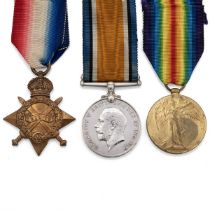 Medals (3) of 16939 Private Roger John Williams of the South Wales Borderers. 1914-1915 Star, Bri...