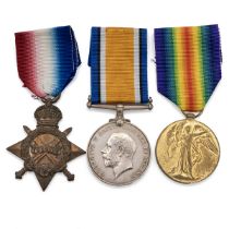 Medals (3) of 3796 (640192) Private John Wright of the Royal Scots. 1914-1915 Star, British War M...