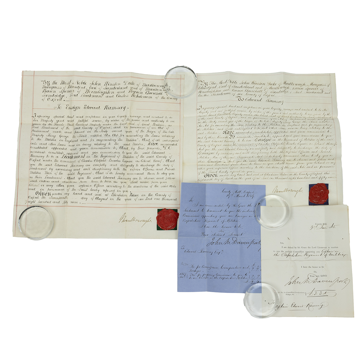 Papers of Captain Edward Ramsay of the Oxfordshire Militia. Lord Lieutenants Commission for appoi... - Image 2 of 2