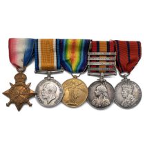 Medals (5) of 8199 (37129) Sapper William Wisdom R.E. (Vols). Queen's South Africa Medal with 'So...