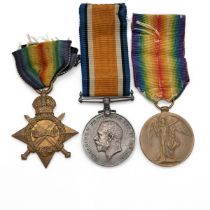 Medals of 19760 Serjeant Frank Thomas Tyler of the Devonshire Regiment. 1914-1915 Star, British W...