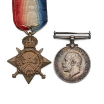 Medals (2) of 36133 Private Albert Henry Howe R.A.M.C. 1914-1915 Star, and British War Medal 1914...